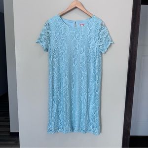 Juicy Couture Stratosphere Blue Floral Lace Crochet Shift Dress Summer Brunch